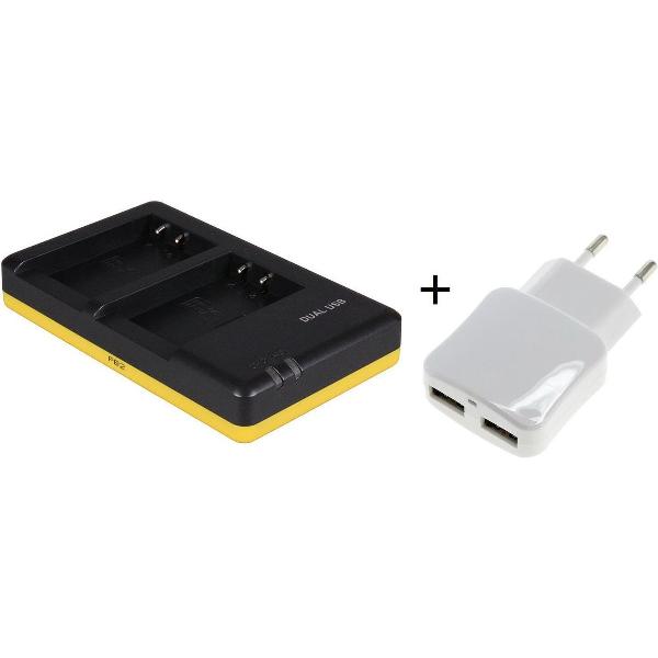 Huismerk Duo lader voor 2 camera accu's Canon LP-E17 + handige 2 poorts USB 230V adapter