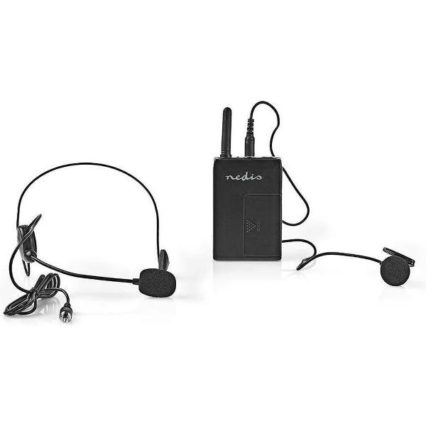 Nedis MPWL631BK Draadloze Microfoonset 16-kanaals Headset Met Bodypack Gebruikdsuur Batterij Tot 6 Uur