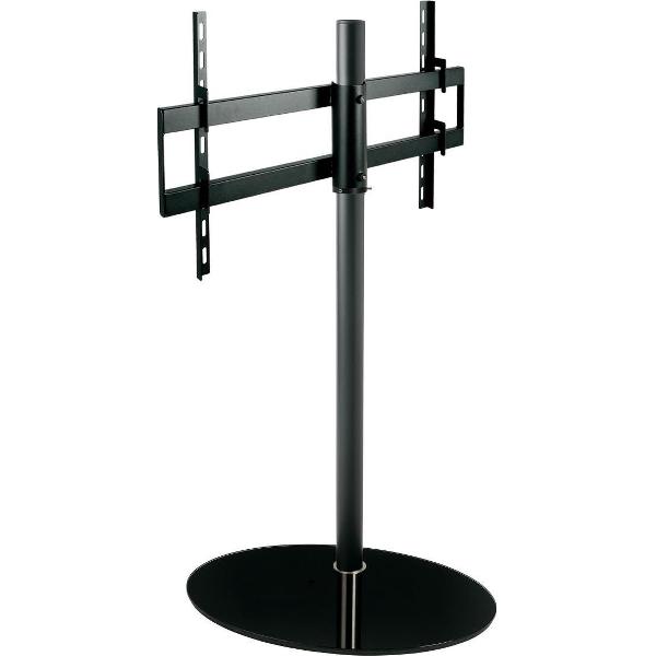 Cavus zwarte vloerstandaard met zwarte glazen voet voor TV's tot 65 inch - 150 cm hoog