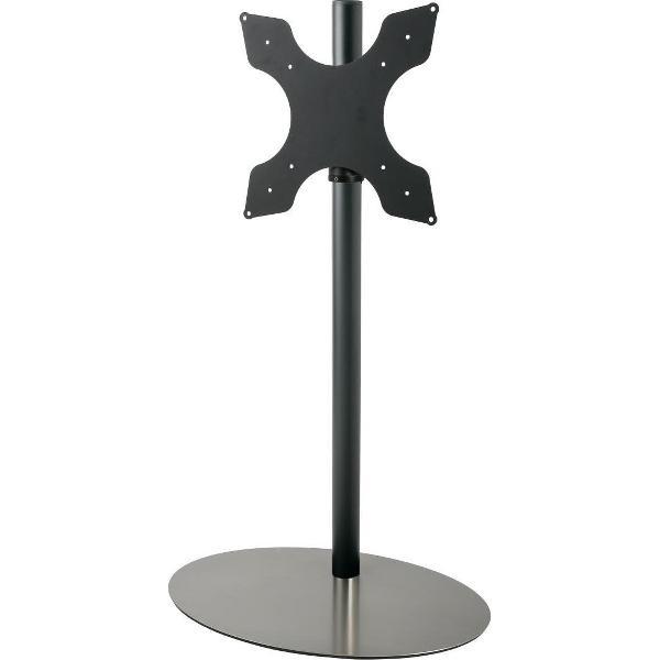 Cavus zwarte vloerstandaard met RVS voet voor TV's tot 65 inch - 120 cm hoog