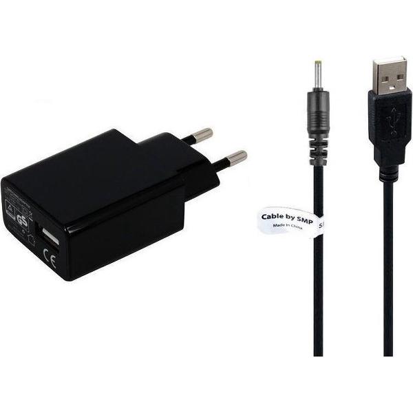 TUV gekeurde 2A oplader. 1 m Pin-Kabel, Past ook op Cresta. Adapter stekker met oplaadkabel - laadsnoer. Thuislader - reislader met laadkabel oplaadsnoer. o.a. CTP990, CTP818, Funny 7, CTP828, CTP828BT, CTP838, CTP838BT