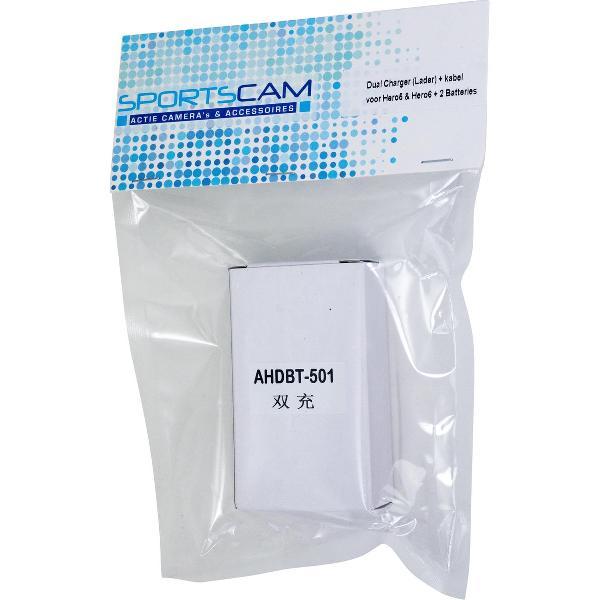 SportsCam Dual Charger (Lader) + kabel voor Hero5 & Hero6 + 2 Batterijen