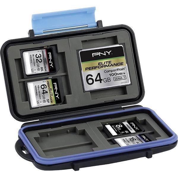 PNY CASECF4SD8-RB Polycarbonaat Zwart, Blauw geheugenkaartdoosje