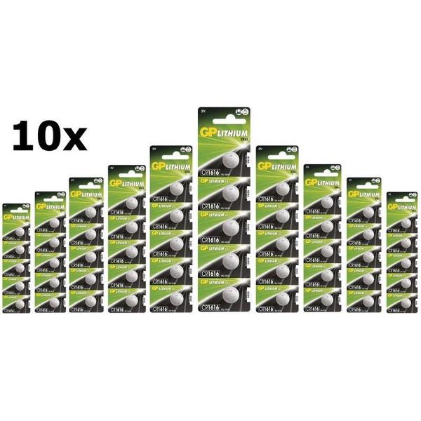 50 Stuks (10 Blister a 5st) GP CR1616 3v lithium knoopcelbatterij