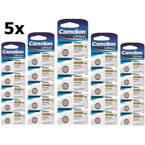 25 Stuks (5 Blisters a 5St) - Camelion CR1220 3V 40mAh lithium knoopcelbatterij