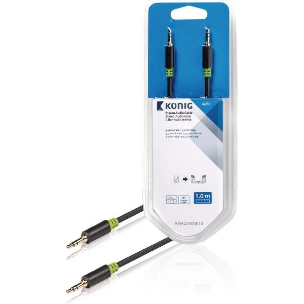 König KNA22000E10 Stereo Audiokabel 3,5 mm Male - Male 1,00 M Grijs