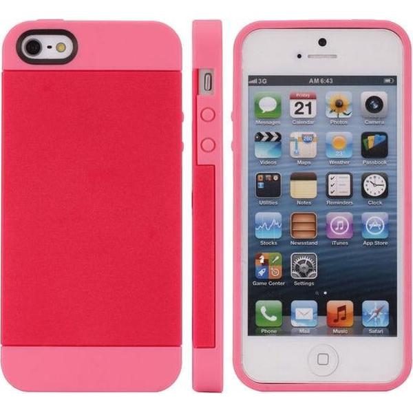 Fashion Krasbestendig Duo Materiaal Hard Case voor iPhone 5/5S (roze)