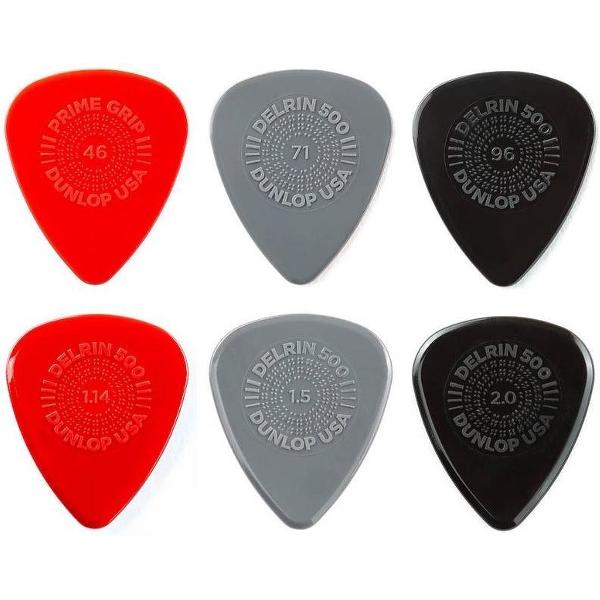 Dunlop plectrum set Prime Grip Delrin-500 0.46 mm - 2.00 mm 6-pack