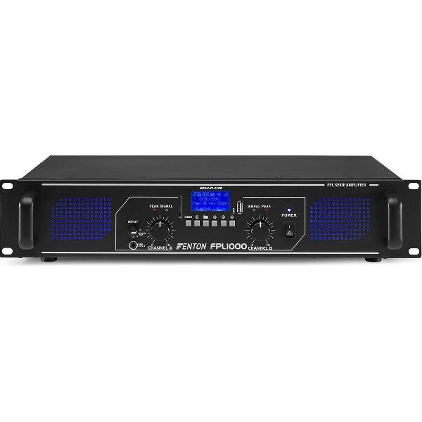 Versterker - Fenton FPL1000 digitale klasse-D versterker 2x 500W met Bluetooth en mp3 speler