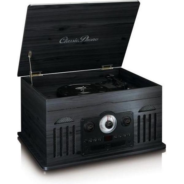 Classic Phono TCD-2600 - Platenspeler met Bluetooth, Radio, Cd en Cassette speler - Zwart