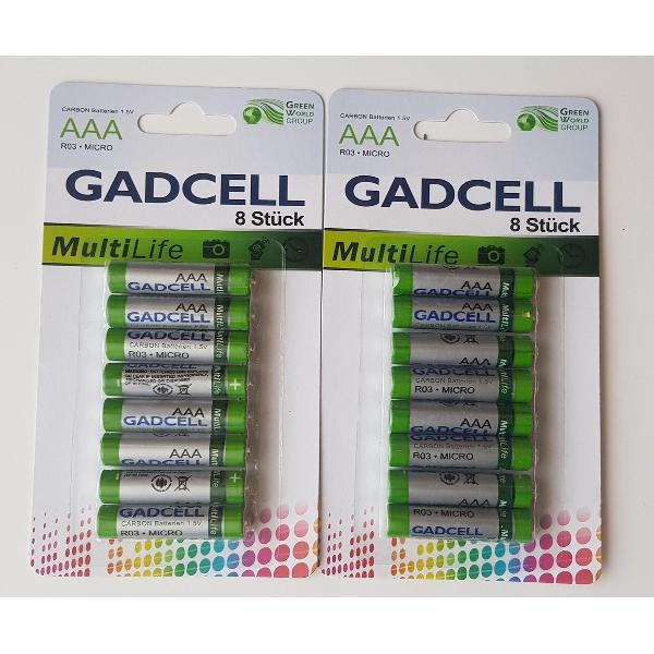 Gadcell carbon 1.5 V AAA R03 batterij MultiLife 2 pakken per bestelling