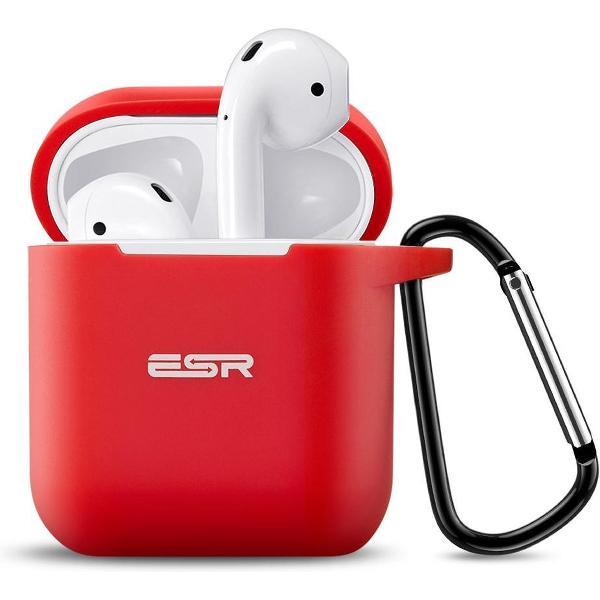 Hoesje / case / beschermhoesje geschikt voor Apple Airpods (gen. 1 &2) - ESR – BOUNCE - Zeer mooi ontworpen hoesje & sterk en kwalitatief – ROOD – met draagklip