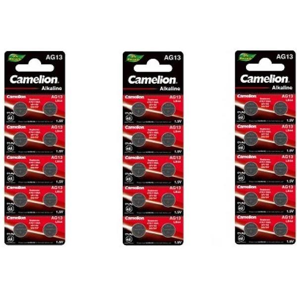 Camelion AG13/LR44/76A/V13GA/A76 1.5v Alkaline knoopcel batterij - 30 Stuks (3 Blisters a 10St)