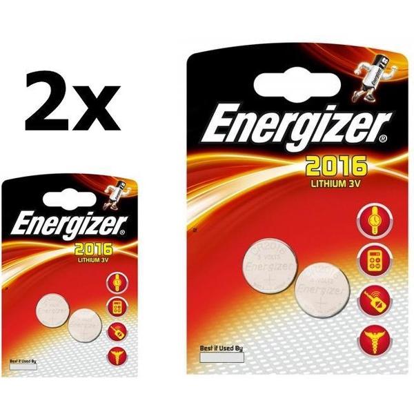 4 Stuks (2 Blister a 2st) Energizer CR2016 Professional Electronics 3V 90mAh Lithium knoopcel
