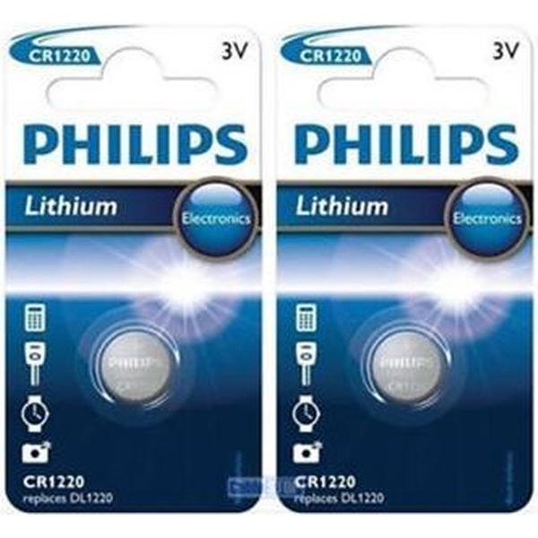 2 Stuks - Philips CR1220 3v lithium knoopcelbatterij