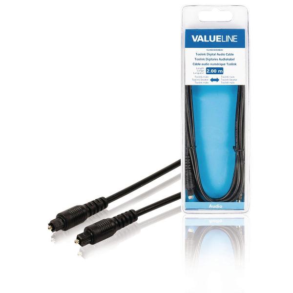 Valueline Toslink, 2m audio kabel Zwart