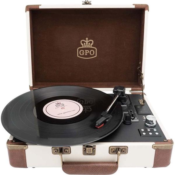 GPO Kofferplatenspeler Kofferplatenspeler Bleutooth - Crème