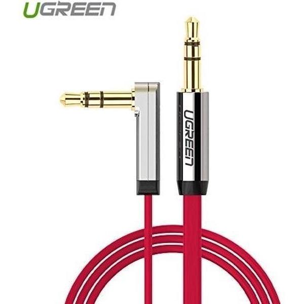 1 Meter – Rood - Mannetje naar Mannetje - Premium 3.5mm haaks audiokabel Ultra Plat