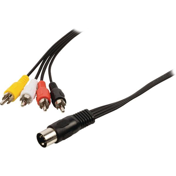 Valueline VLAP20400B10 audio kabel 1 m 5-pin DIN 4 x RCA Zwart, Rood, Wit, Geel