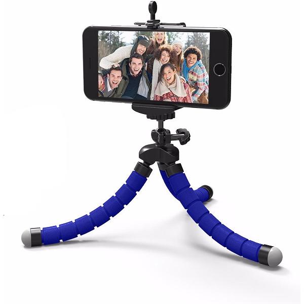 Statief Smartphone - Tripod Iphone - Samsung - Camera - Telefoon - Inclusief Telefoonhouder - Blauw (2 in 1)