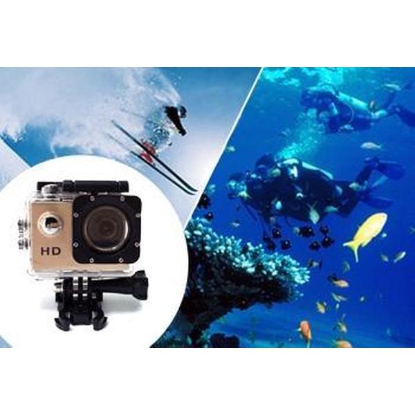 Sport HD 1080P Action Camera – Goud – Inclusief Waterdichte Behuizing – Voor foto’s en video’s