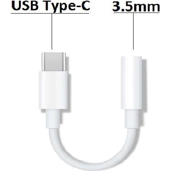 USB Type-C naar 3,5 mm koptelefoonaansluiting AUX Audio Wite kabel