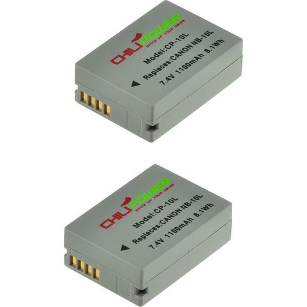 ChiliPower NB-10L accu voor Canon - 1100mAh - 2-Pack