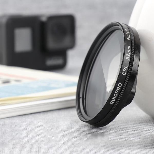 RUIGPRO voor GoPro HERO 7/6 / 5 Professionele 52 mm CPL lensfilter met filteradapterring en lensdop