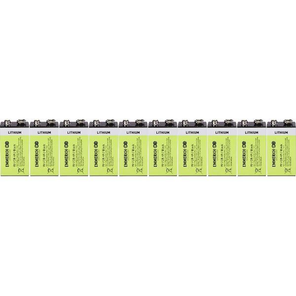 9V batterij (blok) Lithium Emmerich Industrial 6LR61 800 mAh 10 stuk(s)