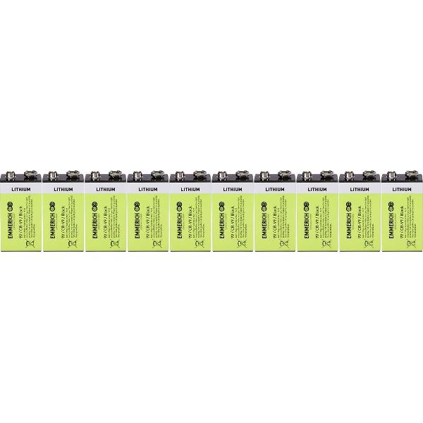 9V batterij (blok) Lithium Emmerich Industrial 6LR61 800 mAh 10 stuk(s)