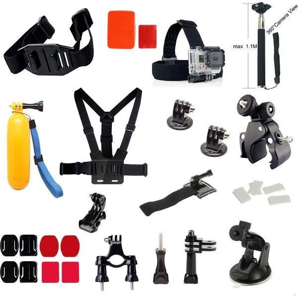 17-in-1 Accessories Kit Mount Adapter, Borst / Head Strap, Monopod voor Gopro Hero 1 2 3 3+ 4 en Actioncam