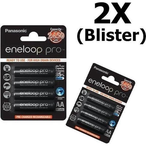 Voordeelpack - 8 Stuks - AA Panasonic eneloop Pro Oplaadbare Batterijen - 2450mAh