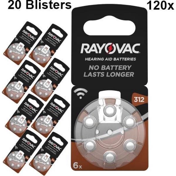 120 Stuks - Rayovac Acoustic HA312 / 312 / PR41 / ZL3 180mAh 1.4V gehoorapparaat batterij