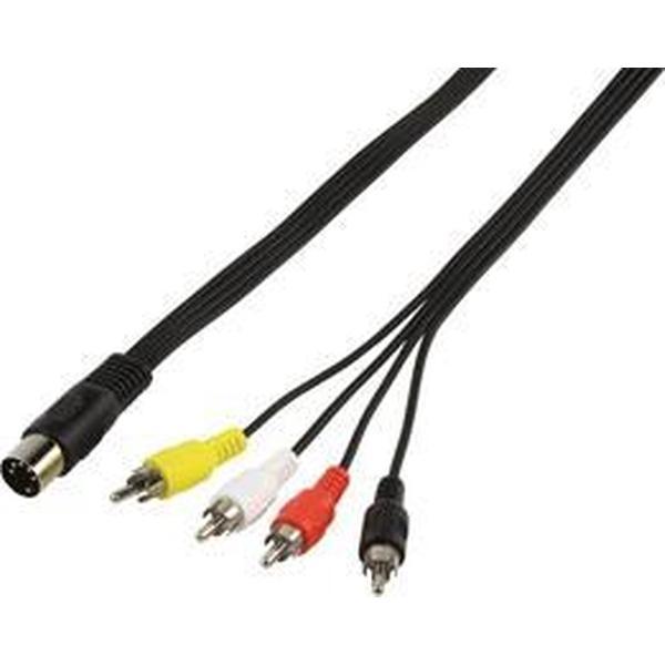 Audio / video kabel 5p DIN steker - 4x tulp steker 1,20 m