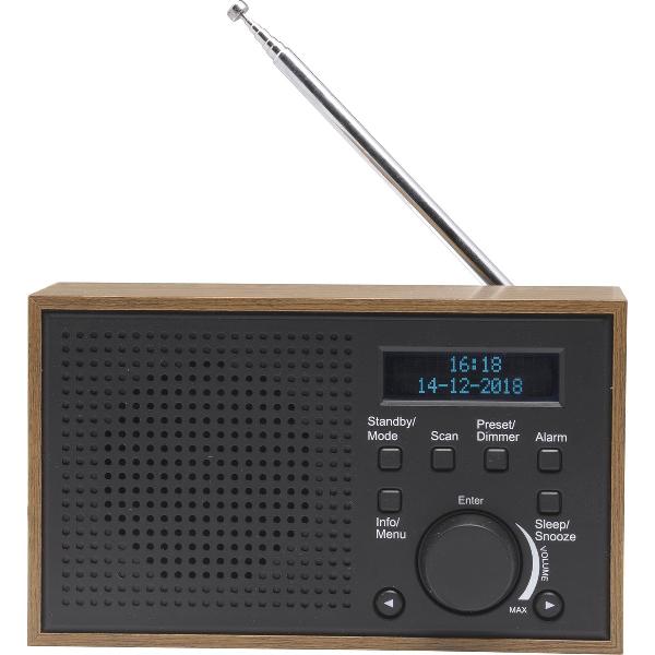 Denver DAB-46 / Retro FM radio / DAB + / LCD Display / Alarmfunctie / Donker Grijs