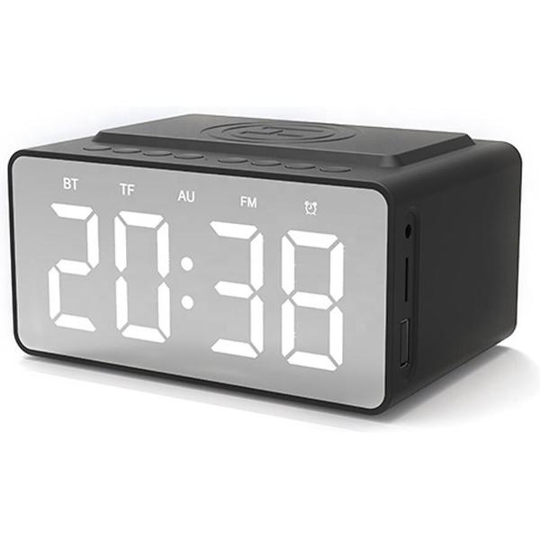 Digitale Wekker - Digitale Wekkerradio - Draadloze Oplader - Digitale LED klok - Klokradio - Bluetooth - Kinderwekker - Wekker - Qi lader