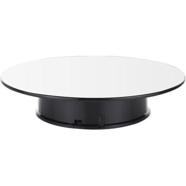 25cm 360 graden elektrisch draaiend spiegeloppervlak Draaitafel Displaystandaard Video-opnamerekwisieten Draaitafel voor fotografie, laad 3kg, aangedreven door batterij (wit + zwart)