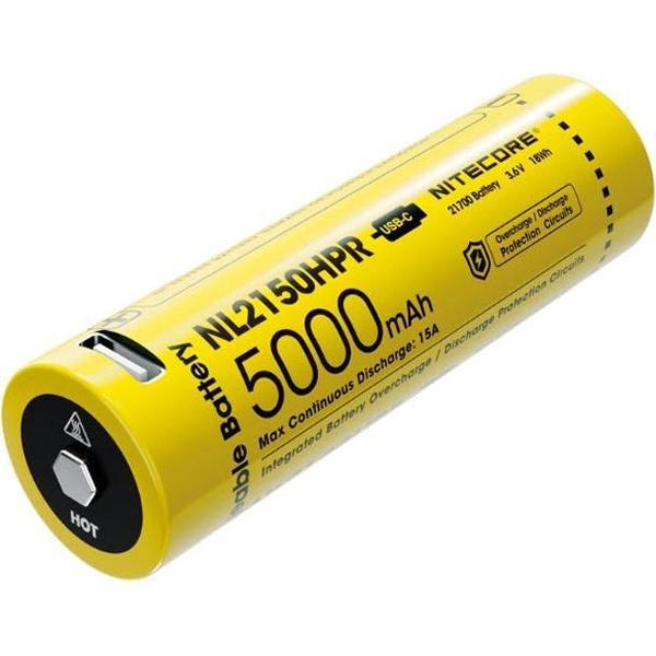 Nitecore NL2150HPR Oplaadbare 21700 Li-Ion batterij 5000mAh met USB poort