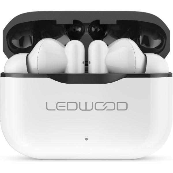 LEDWOOD LD-T06-WHI-BLK CAPELLA TWS earphones met oplaadcase en superbass, wit/zwart