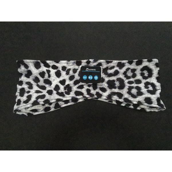 Aluhti Meditatie hoofdband met Bluetooth koptelefoon| ook voor slaap, yoga en sport | HD geluid en perfecte platte luidsprekers | met geschenktasje | iOs | Android | ASMR | Binaural Beats| Theta | luipaard zilver