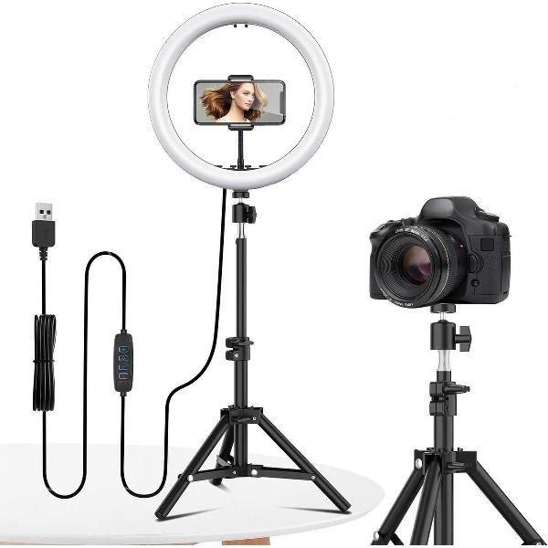 BLANC SQUARE® Statief - Tripod 60 cm in hoogte Verstelbaar - Geschikt voor Camera - Ringlamp - Smartphone - Webcam - Telefoon - Instagram TikTok