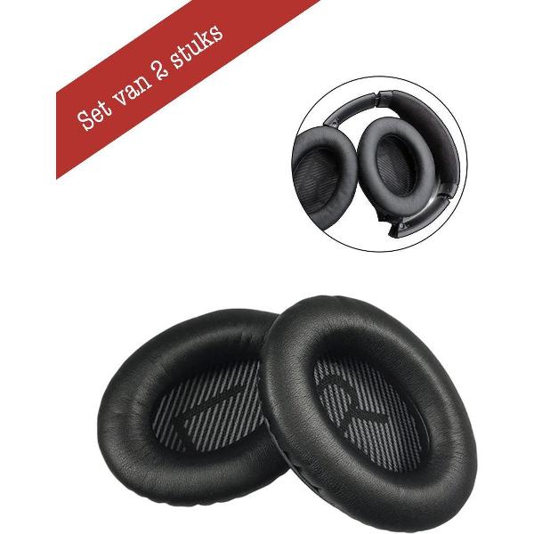 VoordeelShop Lederen Oorkussens voor Bose Zwart - QuietComfort 35 QC35 en QC35II - Earpads - Koptelefoon Oorkussens - Bose Oorkussens - Koptelefoon