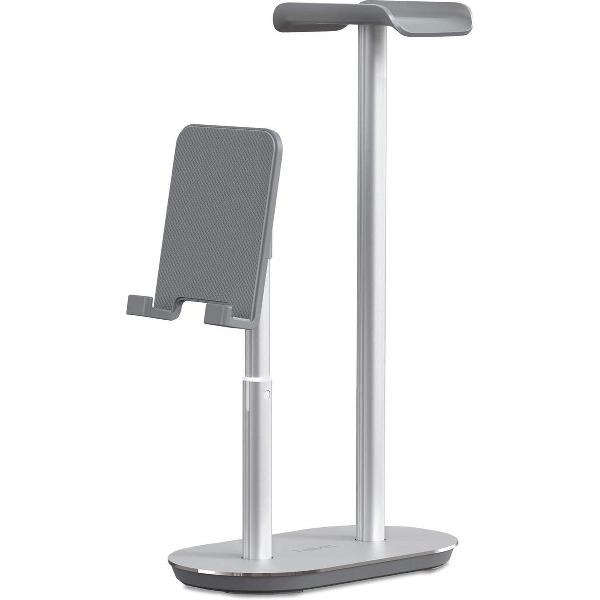 headset stand ​​- ZINAPS Koptelefoons Mobile Phone Stand met hoogte en hoek verstelbare Gaming Headset Houder Gemaakt van Full aluminium legering voor mobiele telefoons Tabletten voor kantoor en thuis, zilver (TH660)