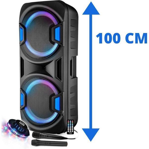 Actieve mobiele luidspreker - FestiSound FESTI215 - 1000W - Standalone Bluetooth USB SD Batterij - Micro Wired / Wireless - Zwart