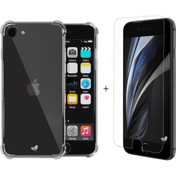 iPhone 7/8/SE 2020 hoesje - iPhone SE 2020/7/8 screenprotector - camera bescherming - transparant shockproof case