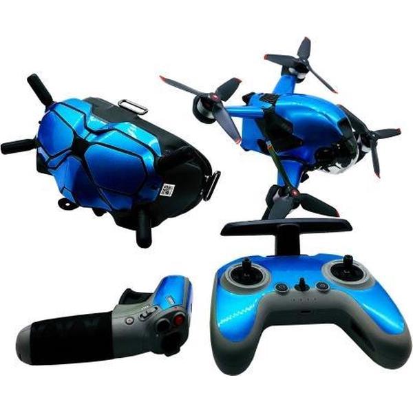 FPV-TZ-SF 4 in 1 waterdichte anti-kras sticker Skin Wrap Stickers Gepersonaliseerde filmkits voor DJI FPV Drone & Goggles V2 & Afstandsbediening & Rocker (Fluorescerend babyblauw)