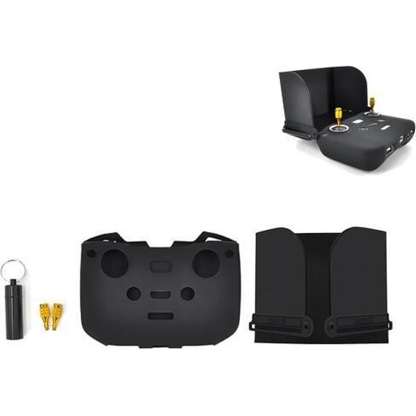 STARTRC Voor DJI Mavic Air 2 3 In 1 Afstandsbediening Zonnescherm Metalen Joystick Siliconen Beschermhoes Set (Zwart)