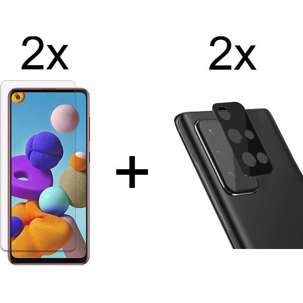 Beschermglas Samsung A21S Screenprotector 2 stuks - Samsung Galaxy A21S Screenprotector - Samsung A21S Screen Protector Camera - 2 stuks