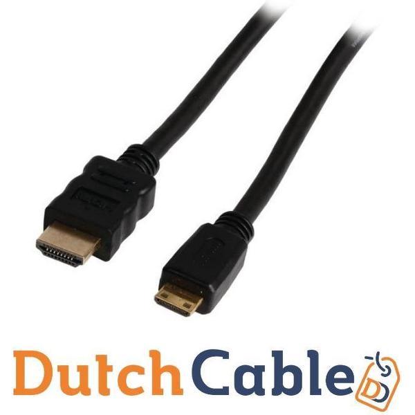 Dutch Cable High Speed HDMI-kabel met ethernet - HDMI naar HDMI mini-connector - 1,50 m - zwar