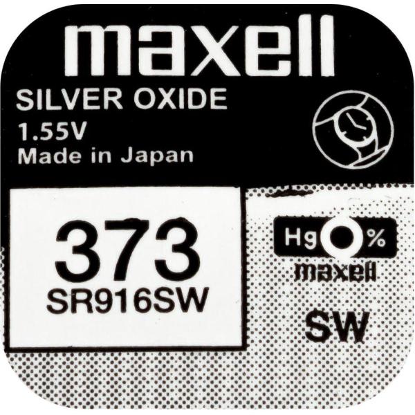 Maxell 373 / SR916SW zilveroxide knoopcel horlogebatterij 2 (twee) stuks